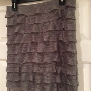 Fun and Flirty Max Studio Silver Skirt - L